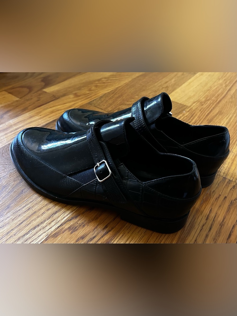 ASKA Black Patent Polished Leather Monk Strap Buckle Shoes